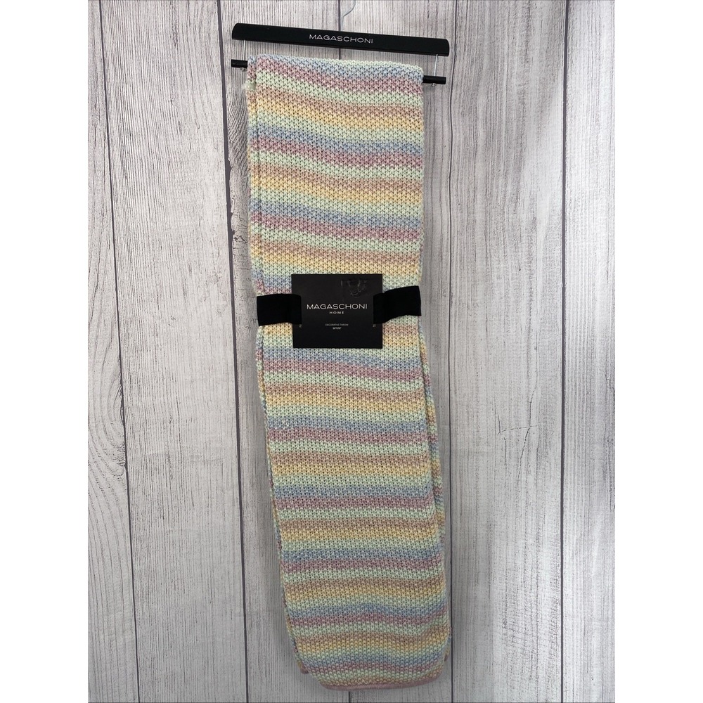 Magaschoni Home Throw Blanket Rainbow Pastel Crochet Knit Chunky Ombre Spring